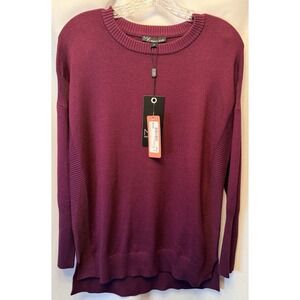 NWT Metric Knits Size Small Comfy Side Slit Pullover Sweater Wine Burgundy Fall